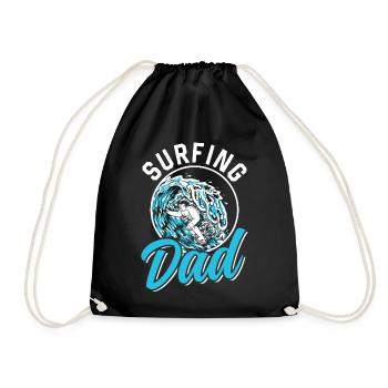 Surfender Vater Surfer Surfing Surfbrett Surfen - Turnbeutel - Schwarz - Vorne