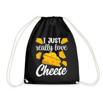I love cheese just very sayings lovers sweet - Drawstring Bag - black - Front