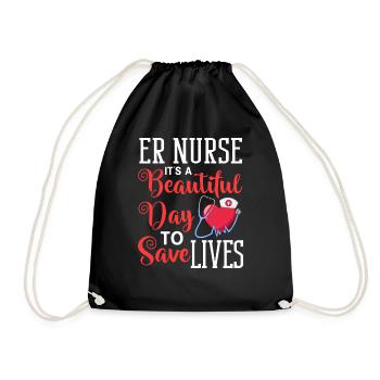 Emergency Department Emergency Nurse First Aid - Drawstring Bag - black - Front