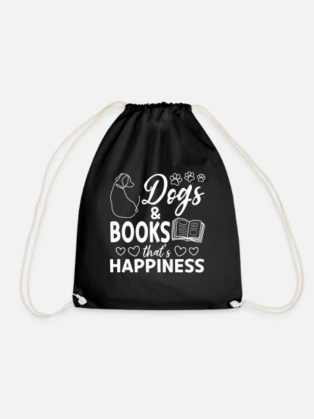 Book Reading Books Dog Lover - Dogs & Books That's - Drawstring Bag - black