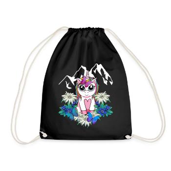 Alps Unicorn Spring Mythical Animals Alm Children - Drawstring Bag - black - Front