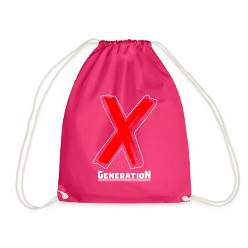 Generation X Buchstaben / X-Symbol Text Geschenk - Turnbeutel - Fuchsia - Vorne