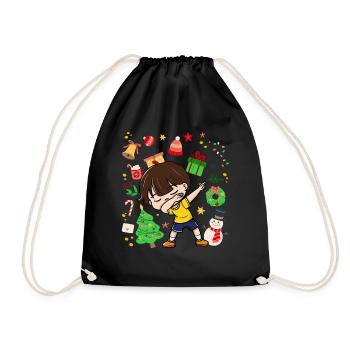 Dab Young Child Christmas Tree Decorations Xmas - Drawstring Bag - black - Front