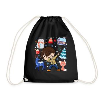 Dabbed Young Snow Deer Winter Temperate - Drawstring Bag - black - Front