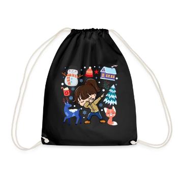 Spotted Girls Snow Deer Winter Temperate - Drawstring Bag - black - Front