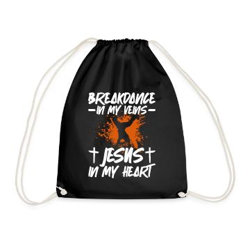 Breakdance In My Veins Jesus In Heart Breakdance - Drawstring Bag - black - Front
