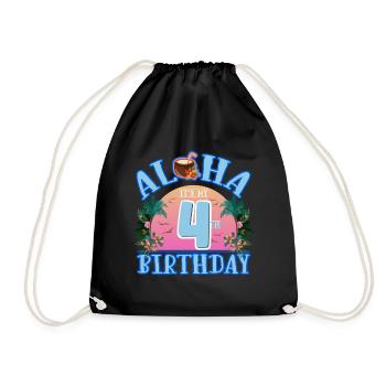 Aloha It's My 4th Birthday Kokosnuss Getränk Und - Turnbeutel - Schwarz - Vorne