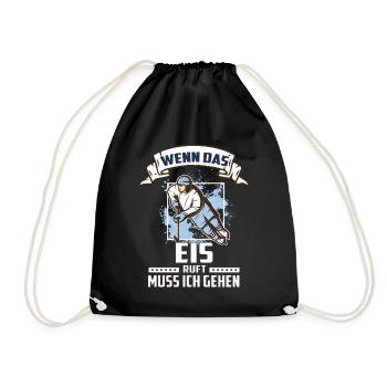 Kids Eishockey Spiel Verein Spruch Eishockeyfan - Turnbeutel - Schwarz - Vorne