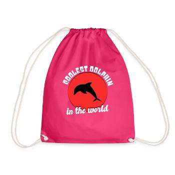 Cool dolphin saying - Drawstring Bag - fuchsia - Front
