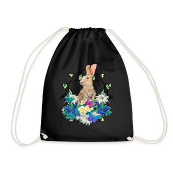 Début du printemps Lapin de Pâques Joyeuses Pâques Nature - Sac de sport léger - noir - Devant