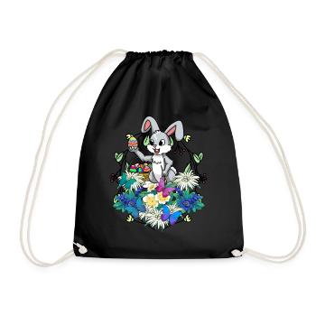 Early Spring Easter Eggs Easter Brush Easter - Drawstring Bag - black - Front