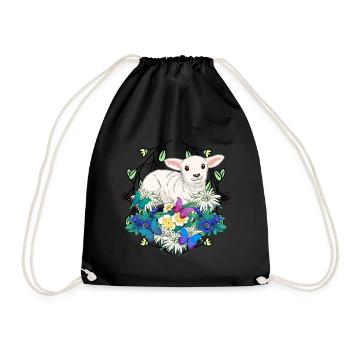 Début du printemps Agneau Moutons Joyeuses Pâques Nature - Sac de sport léger - noir - Devant