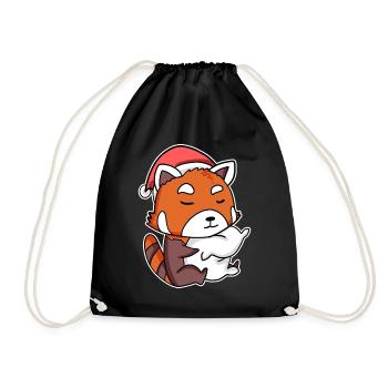 Roter Panda Weihnachten Schlafen Schlaf - Turnbeutel - Schwarz - Vorne