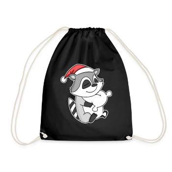 Raccoon Christmas Sleep Sleep Sleep - Drawstring Bag - black - Front