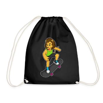 Lion Skater Skateboard - Drawstring Bag - black - Front