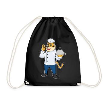 Cuisinier tigre servant la cuisine de cloches - Sac de sport léger - noir - Devant