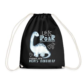 Dinosaur Mama-Mother, Happy Birthday - Drawstring Bag - black - Front