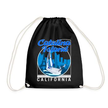Catalina Island Shirt, Windsurfing Board - Drawstring Bag - black - Front