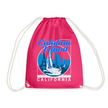 Catalina Island Shirt, Windsurfbrett - Turnbeutel - Fuchsia - Vorne