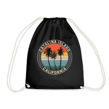 Catalina Island California Shirt, Coconut Trees - Drawstring Bag - black - Front