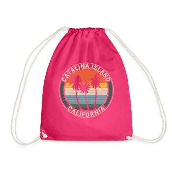 Catalina Island California Hemd, Kokospalmen - Turnbeutel - Fuchsia - Vorne