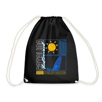 Catalina Island Shirt, Windsurfing Surfing Board - Drawstring Bag - black - Front