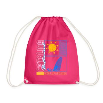 Catalina Island Shirt, Windsurf Surfbrett - Turnbeutel - Fuchsia - Vorne