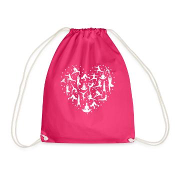Yoga Position Heart Shape For Yoga Teacher - Drawstring Bag - fuchsia - Front