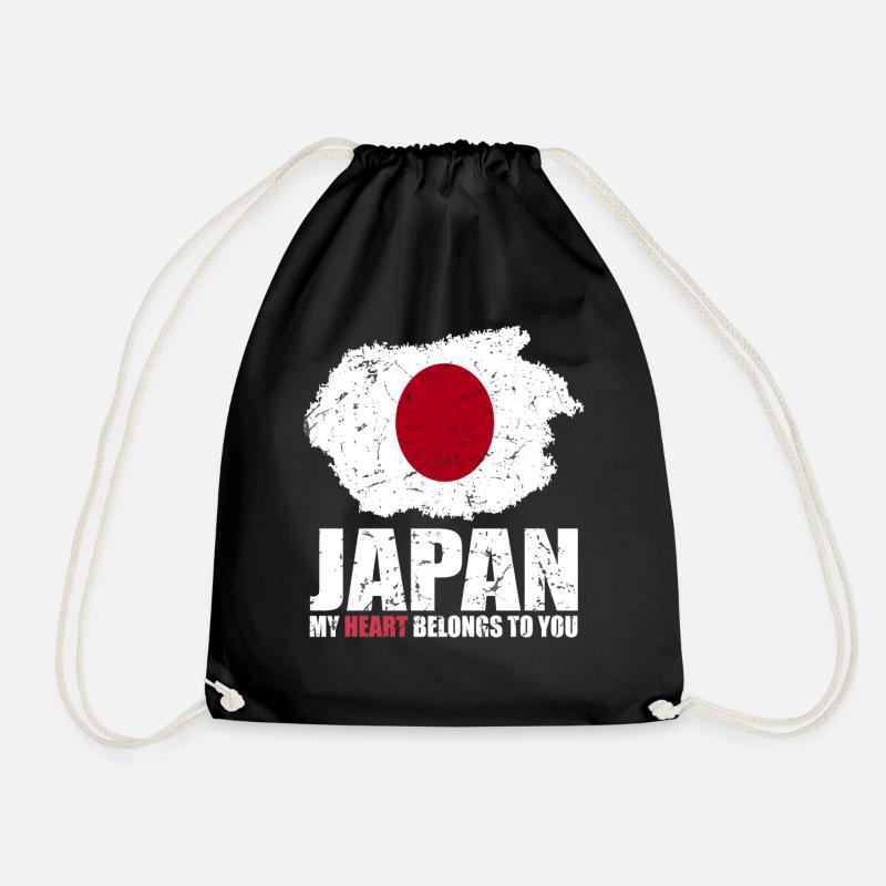 Japan Flag - Drawstring Bag - black