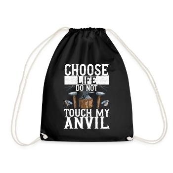 Blacksmith Forging Anvil - Drawstring Bag - black - Front