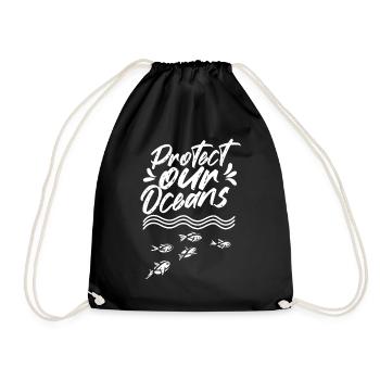 Protects our oceans Sea Ocean Protection Lake - Drawstring Bag - black - Front