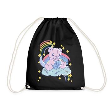 Rainbow Hug Me Cute Teddy Love Hug Dealer Cute Ted - Drawstring Bag - black - Front