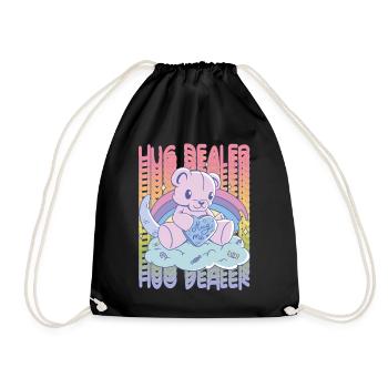 Hug Me Cute Teddy Rainbow Love Hug Dealer Cute Ted - Drawstring Bag - black - Front