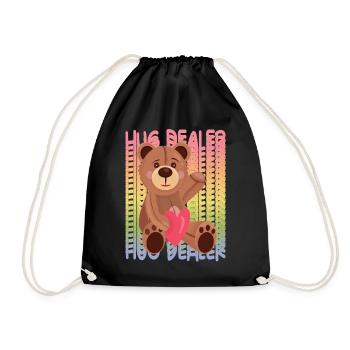 Hug Dealer Teddy with Heart Hug Dealer Rainbow Ted - Drawstring Bag - black - Front