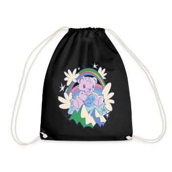 Rainbow Hug Me Cute Teddy Hug Time Teddy Bear - Drawstring Bag - black - Front