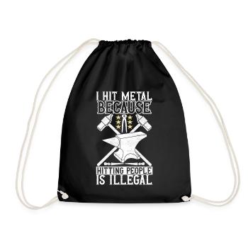 Blacksmith Forging Anvil - Drawstring Bag - black - Front