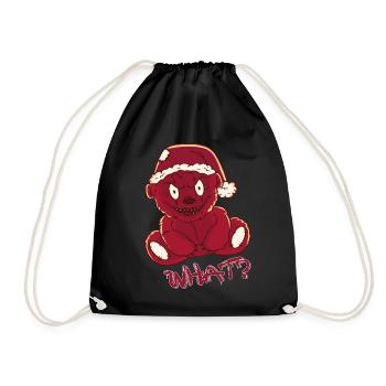 Funny Christmas Teddy Nightmare What? Murderous - Drawstring Bag - black - Front