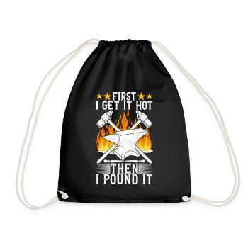 Blacksmith Forging Anvil - Drawstring Bag - black - Front