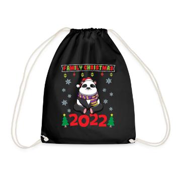 Family Christmas 2022 Funny Matching Xmas Lover - Drawstring Bag - black - Front