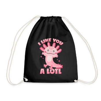 Axolotl: "I Like You A Lotl" - Drawstring Bag - black - Front