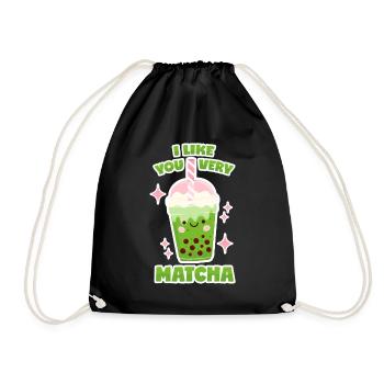 Matcha Bubble Tea - Drawstring Bag - black - Front