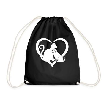 Dog and Cat Lover Dog Lover - Funny Cat & Dog Hear - Turnbeutel - Schwarz - Vorne