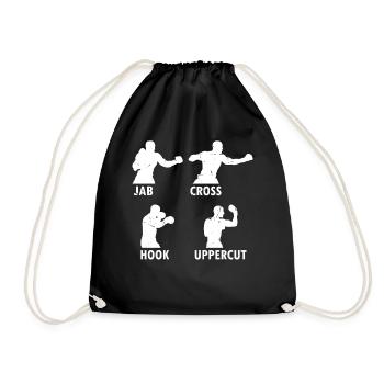 Boxing Martial Arts Boxing Jab Cross Hook Uppercut - Turnbeutel - Schwarz - Vorne