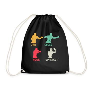 Boxing Jab Cross Hook Uppercut - Martial Arts Boxi - Turnbeutel - Schwarz - Vorne