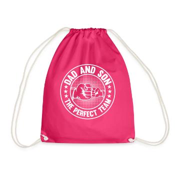 Dad And Son The Perfect Team - Daddy Father's Day - Drawstring Bag - fuchsia - Front