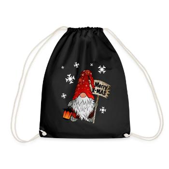 Christmas Gnome mit Schneeflocken X Mas Wichtel - Turnbeutel - Schwarz - Vorne