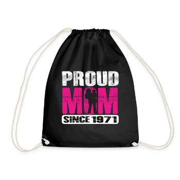 Proud Mom Since 1971 - Drawstring Bag - black - Front