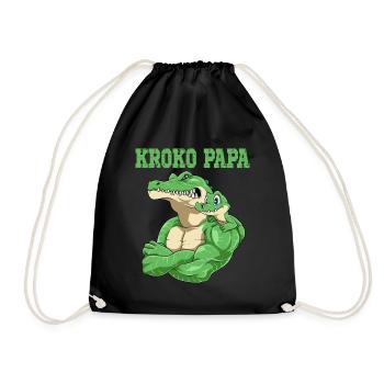 Kroko Papa Krokodil Vater und Baby Papa Vatertag - Turnbeutel - Schwarz - Vorne