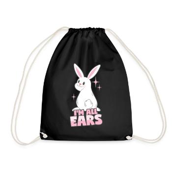 Rabbit: I'm all ears - Drawstring Bag - black - Front