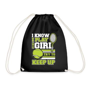 Tennis tennis player - Drawstring Bag - black - Front